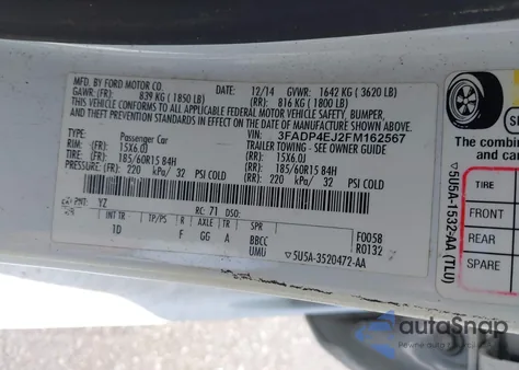 2015 Ford Fiesta Se from USA, damaged, VIN 3FADP4EJ2FM162567